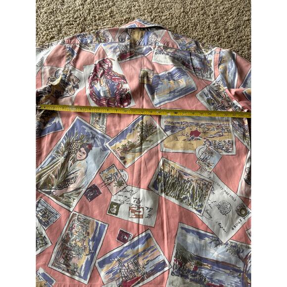 Vintage Polo Ralph Lauren M Salmon Coastal Hawaiian Cotton Button Down Shirt - Picture 6 of 7